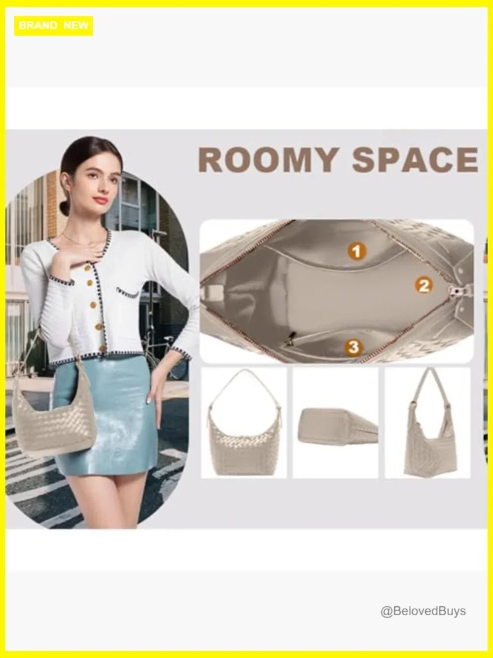 Woven Faux Leather Hobo Shoulder Bag Crossbody Purse with Adjustable Strap